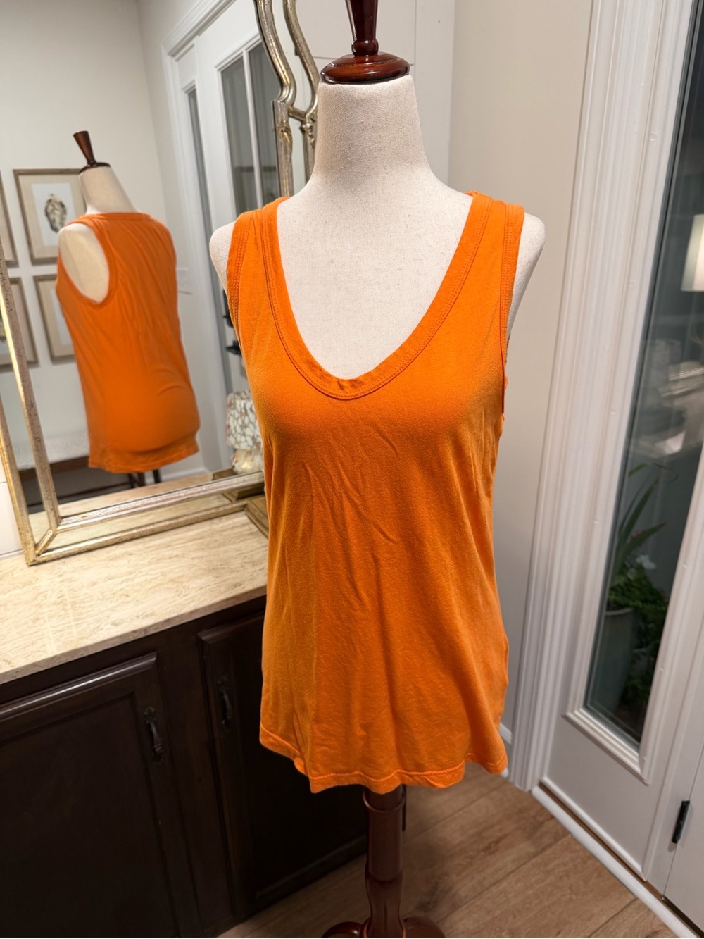 Women's Orange Scoop-Neck Tank Top